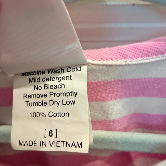 Stitch Fish Disney Pink Striped Dress with Minnie Accents sz 6 - Picture 2 of 3